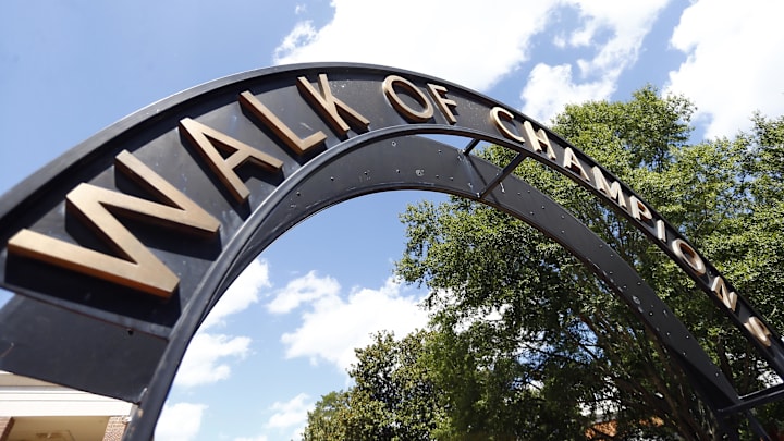 Sep 7, 2024; Oxford, Mississippi, USA; The Walk of Champions in Grove prior to the game between the Mississippi Rebels and the Middle Tennessee Blue Raiders at Vaught-Hemingway Stadium. Mandatory Credit: Petre Thomas-Imagn Images
