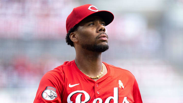 Cincinnati Reds pitcher Hunter Greene (21) 