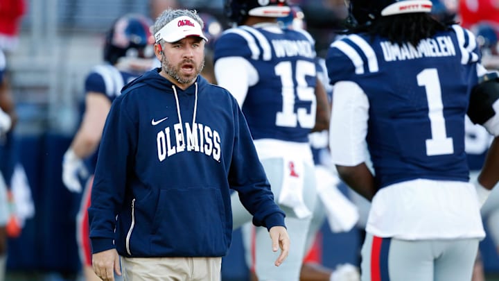 Dec 20, 2025; Oxford, MS, USA; Mississippi Rebels head coach Pete Golding during warm ups prior to the game against the Tulane Green Wave at Vaught-Hemingway Stadium. Mandatory Credit: Petre Thomas-Imagn Images Dec 20, 2025; Oxford, MS, USA; Mississippi Rebels head coach Pete Golding during warm ups prior to the game against the Tulane Green Wave at Vaught-Hemingway Stadium. Mandatory Credit: Petre Thomas-Imagn Images