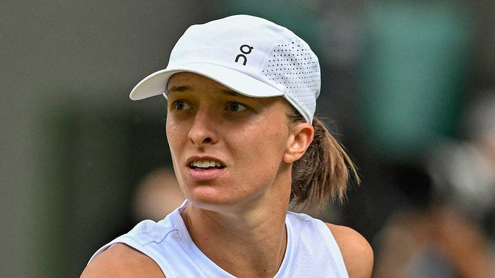 Iga Swiatek during her match against Taylor Townsend at Wimbledon. Iga Swiatek during her match against Taylor Townsend at Wimbledon.