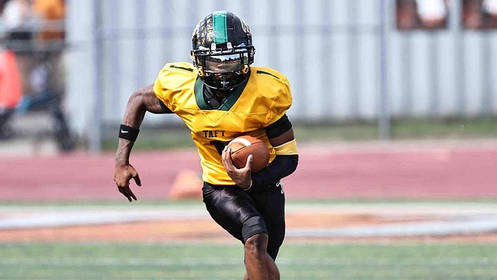Taft quarterback Monsanna Torbert (1) runs the ball during the Senators' win over Withrow on Saturday, Sept. 27, 2025. Taft quarterback Monsanna Torbert (1) runs the ball during the Senators' win over Withrow on Saturday, Sept. 27, 2025.