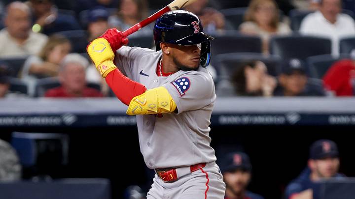Aug 28, 2026; Bronx, New York, USA; Boston Red Sox center fielder Ceddanne Rafaela (3) at bat against the New York Yankees during the third inning at Yankee Stadium. Mandatory Credit: Tom Horak-Imagn Images Aug 28, 2026; Bronx, New York, USA; Boston Red Sox center fielder Ceddanne Rafaela (3) at bat against the New York Yankees during the third inning at Yankee Stadium. Mandatory Credit: Tom Horak-Imagn Images