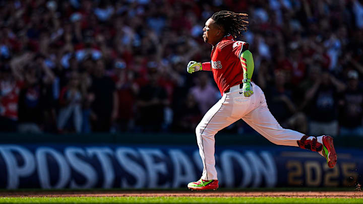 Cleveland Guardians third base José Ramírez (11) runs towards third base against Detroit Tigers during the ninth inning of Game 1 of AL wild-card series at Progressive Field in Cleveland, Ohio on Tuesday, Sept. 30, 2025. Cleveland Guardians third base José Ramírez (11) runs towards third base against Detroit Tigers during the ninth inning of Game 1 of AL wild-card series at Progressive Field in Cleveland, Ohio on Tuesday, Sept. 30, 2025.