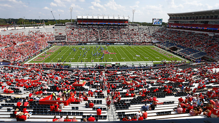 Sep 20, 2025; Oxford, Mississippi, USA; Fans fill Vaught-Hemingway Stadium prior to the game between the Tulane Green Wave and the Mississippi Rebels . Mandatory Credit: Petre Thomas-Imagn Images