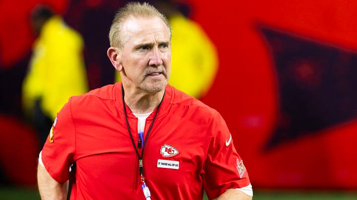 Feb 9, 2025; New Orleans, LA, USA; Kansas City Chiefs defensive coordinator Steve Spagnuolo against the Philadelphia Eagles in Super Bowl LIX at Ceasars Superdome. Mandatory Credit: Mark J. Rebilas-Imagn Images Feb 9, 2025; New Orleans, LA, USA; Kansas City Chiefs defensive coordinator Steve Spagnuolo against the Philadelphia Eagles in Super Bowl LIX at Ceasars Superdome. Mandatory Credit: Mark J. Rebilas-Imagn Images