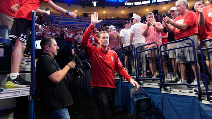Nebraska coach Fred Hoiberg makes his way to the court before a first-round game in the NCAA men's basketball tournament between Nebraska and Troy at Paycom Center in Oklahoma City, Thursday, March 19, 2026.