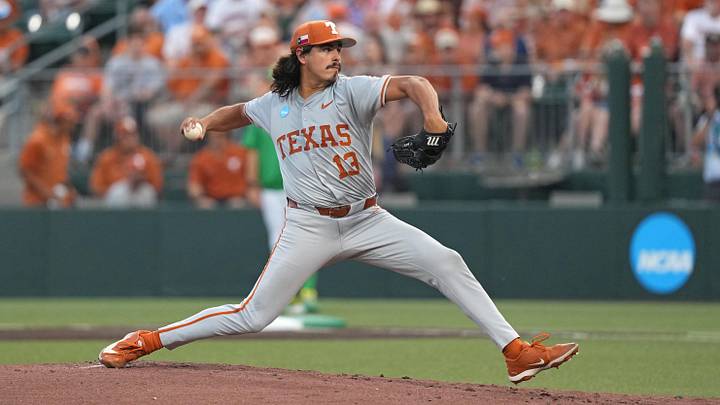 Jun 7, 2026; Austin, TX, USA; Texas Longhorns pitcher Ruger Riojas. Jun 7, 2026; Austin, TX, USA; Texas Longhorns pitcher Ruger Riojas.