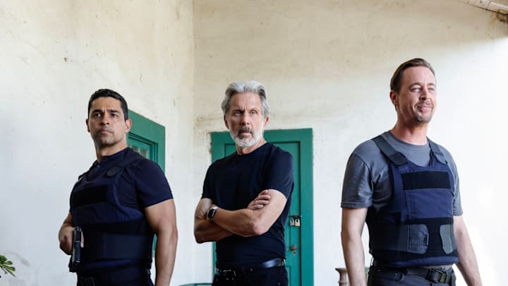 “Prodigal Son (Part II)” – NCIS. Pictured (L-R): Wilmer Valderrama as NCIS Special Agent Nicholas “Nick” Torres, Gary Cole as NCIS Special Agent Alden Parker, and Sean Murray as Special Agent Timothy McGee. Photo: Sonja Flemming/CBS ©2025 CBS Broadcasting, Inc. All Rights Reserved.