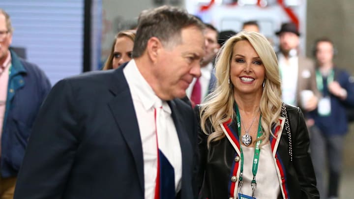 Feb 3, 2019: Former New England Patriots head coach Bill Belichick with ex-girlfriend, Linda Holliday, before Super Bowl LIII at Mercedes-Benz Stadium. Feb 3, 2019: Former New England Patriots head coach Bill Belichick with ex-girlfriend, Linda Holliday, before Super Bowl LIII at Mercedes-Benz Stadium.