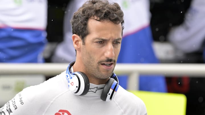 Jun 7, 2024; Montreal, Quebec, CAN; RB driver driver Daniel Ricciardo (AUS) in the pit lane during the practice session at Circuit Gilles Villeneuve. Mandatory Credit: Eric Bolte-Imagn Images