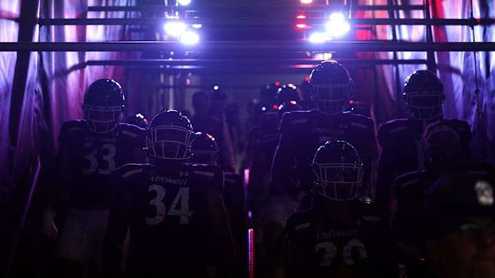 The Cincinnati Bearcats walk down to the field prior to the first quarter during a college football game against the Navy Midshipmen, Saturday, Nov. 5, 2022, at Nippert Stadium in Cincinnati.
Ncaaf Navy Midshipmen At Cincinnati Bearcats Nov 6 0316 The Cincinnati Bearcats walk down to the field prior to the first quarter during a college football game against the Navy Midshipmen, Saturday, Nov. 5, 2022, at Nippert Stadium in Cincinnati.
Ncaaf Navy Midshipmen At Cincinnati Bearcats Nov 6 0316