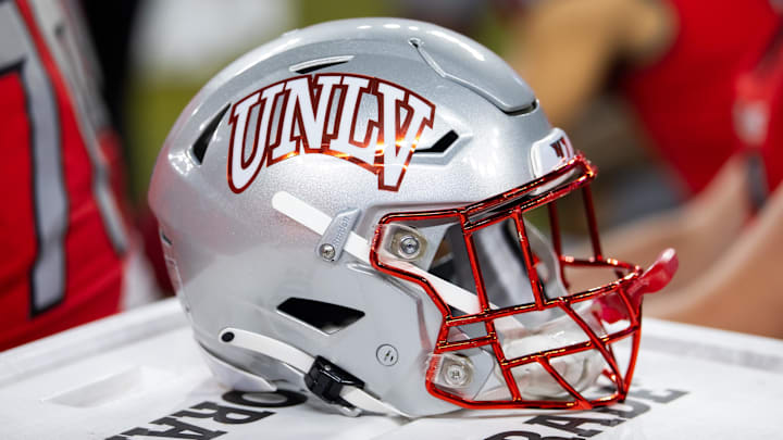 Detailed view of a UNLV Rebels helmet during the Guaranteed Rate Bowl at Chase Field. 