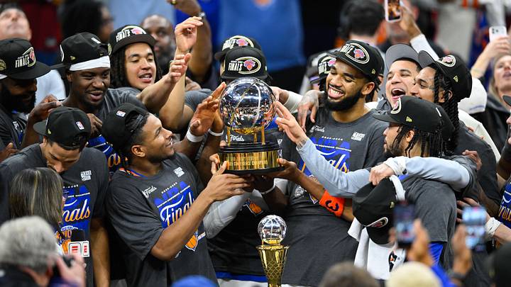 New York Knicks lift the 2026 Eastern Conference trophy New York Knicks lift the 2026 Eastern Conference trophy