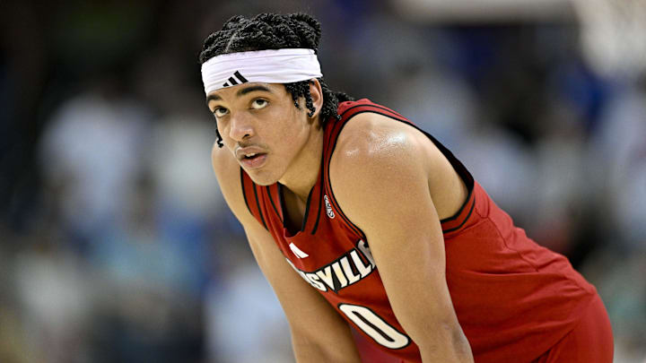 Feb 17, 2026; Dallas, Texas, USA; Louisville Cardinals guard Mikel Brown Jr. (0) looks on during the second half against the SMU Mustangs at Moody Coliseum. Mandatory Credit: Jerome Miron-Imagn Images Feb 17, 2026; Dallas, Texas, USA; Louisville Cardinals guard Mikel Brown Jr. (0) looks on during the second half against the SMU Mustangs at Moody Coliseum. Mandatory Credit: Jerome Miron-Imagn Images
