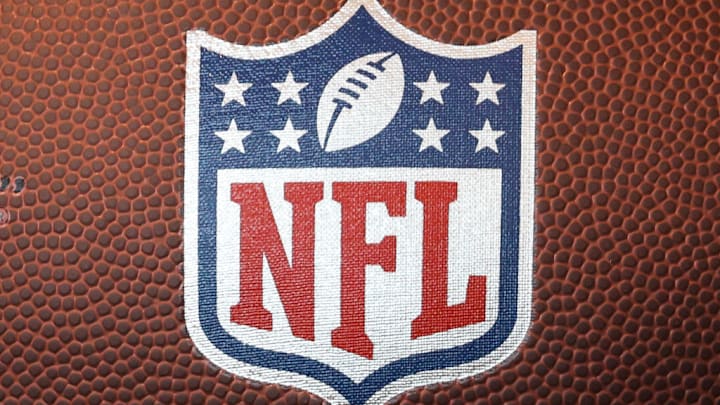 NFL logo is seen on Wilson The Duke in Miami, United States on May 3, 2024.