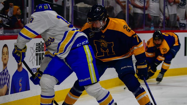 Mahtomedi and Hibbing clash in the 2026 MSHSL boys hockey Class 1A quarterfinal