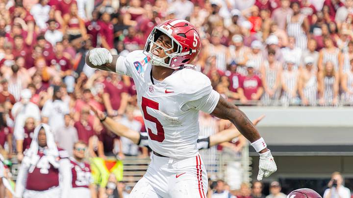 Alabama defensive back Dijon Lee Jr celebrates a tackle in the first half of the game against Mississippi State Oct 3, 2026.