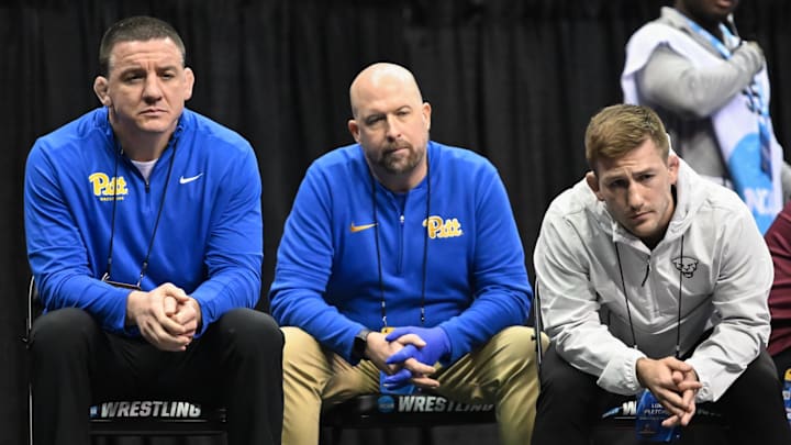 Pitt Wrestling Head Coach Keith Gavin, athletic trainer Brian Bonnar and assistant coach Luke Pletcher 