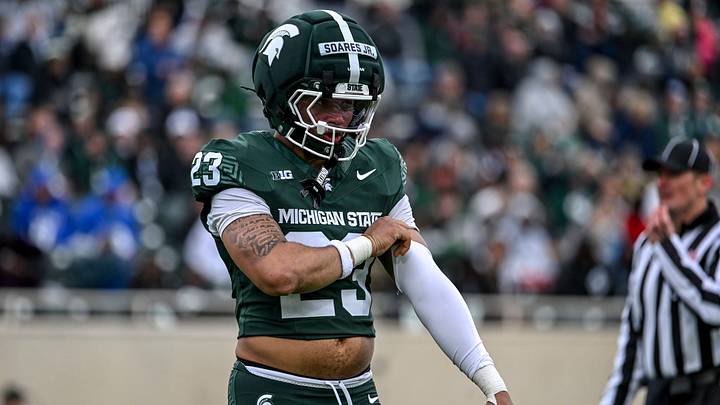 Michigan State's Kenny Soares Jr. prepares for a play during the football Spring Showcase on Saturday, April 18, 2026, at Spartan Stadium in East Lansing. Michigan State's Kenny Soares Jr. prepares for a play during the football Spring Showcase on Saturday, April 18, 2026, at Spartan Stadium in East Lansing.