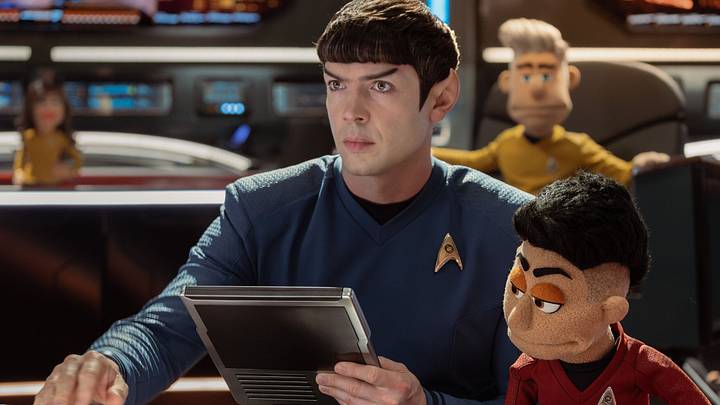 (L-R): Ethan Peck as Spock and Melissa Navia as Erica Ortegas in season 4, episode 5, of Star Trek: Strange New Worlds streaming on Paramount+, 2026. Photo Credit: Jan Thijs/Paramount+ (L-R): Ethan Peck as Spock and Melissa Navia as Erica Ortegas in season 4, episode 5, of Star Trek: Strange New Worlds streaming on Paramount+, 2026. Photo Credit: Jan Thijs/Paramount+