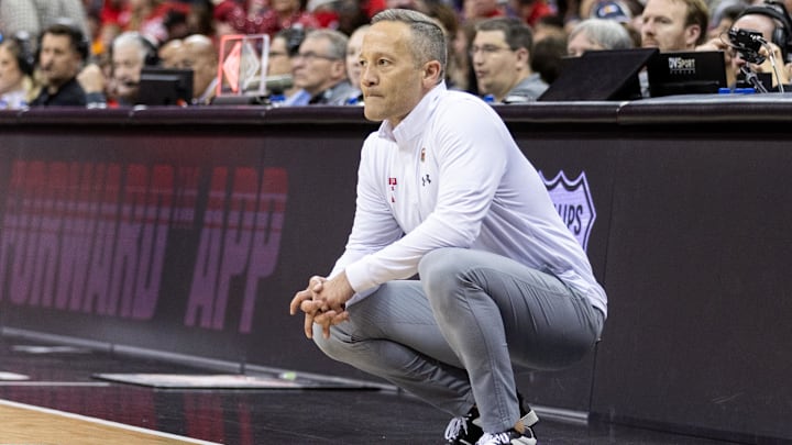 Mar 15, 2024; Kansas City, MO, USA; Texas Tech Red Raiders coach Grant McCasland watches game play