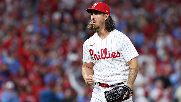Philadelphia Phillies starting pitcher Michael Lorenzen comes off the mound.