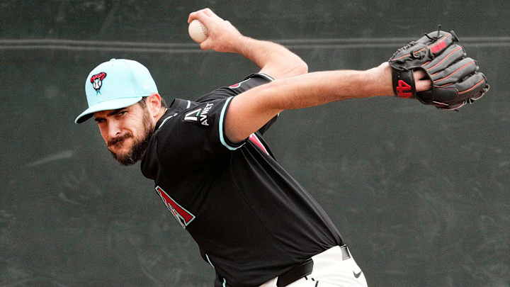 Arizona Diamondbacks pitcher Ryan Thompson during spring training practice at Salt River Fields at Talking Stick in Scottsdale on Feb. 13, 2025. Arizona Diamondbacks pitcher Ryan Thompson during spring training practice at Salt River Fields at Talking Stick in Scottsdale on Feb. 13, 2025.