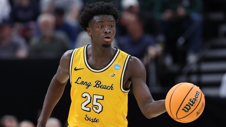 Mar 21, 2024; Salt Lake City, UT, USA; Long Beach State 49ers guard Aboubacar Traore (25) Mar 21, 2024; Salt Lake City, UT, USA; Long Beach State 49ers guard Aboubacar Traore (25)