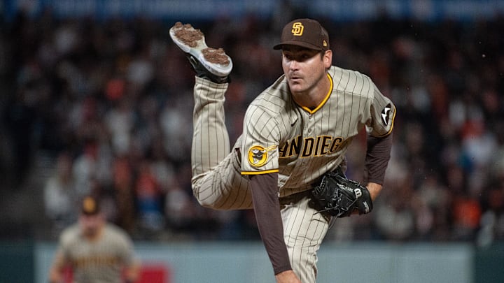 Sep 26, 2023; San Francisco, California, USA; San Diego Padres starting pitcher Seth Lugo (67)