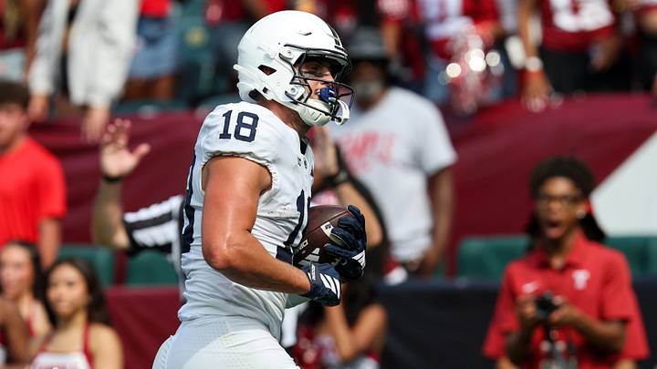 Penn State Nittany Lions tight end Benjamin Brahmer scores a touchdown against the Temple Owls at Lincoln Financial Field. Penn State Nittany Lions tight end Benjamin Brahmer scores a touchdown against the Temple Owls at Lincoln Financial Field.