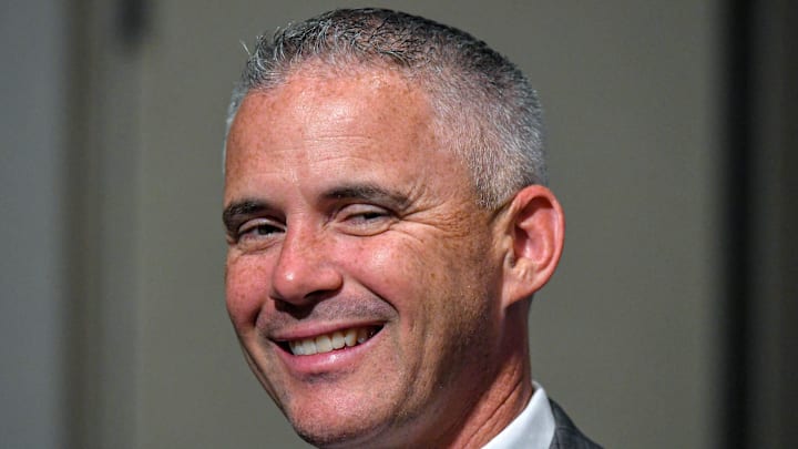 Florida State University Head Coach Mike Norvell smiles during the ACC Kickoff Media Days event in downtown Charlotte, N.C. Wednesday, July 26, 2023.
