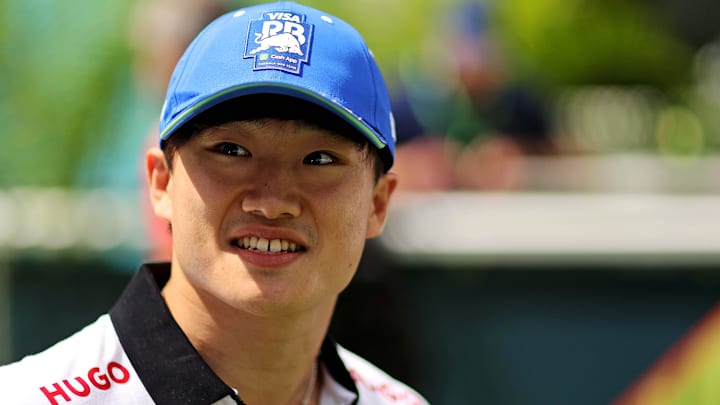 May 5, 2024; Miami Gardens, Florida, USA; RB racing driver Yuki Tsunoda (22) walks into the F1