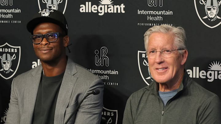 Geno Smith and Pete Carroll with the Raiders Geno Smith and Pete Carroll with the Raiders
