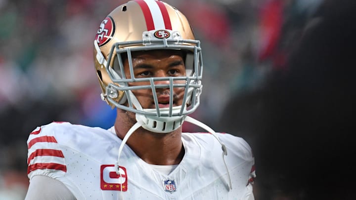 Dec 3, 2023; Philadelphia, Pennsylvania, USA; San Francisco 49ers defensive end Arik Armstead (91)