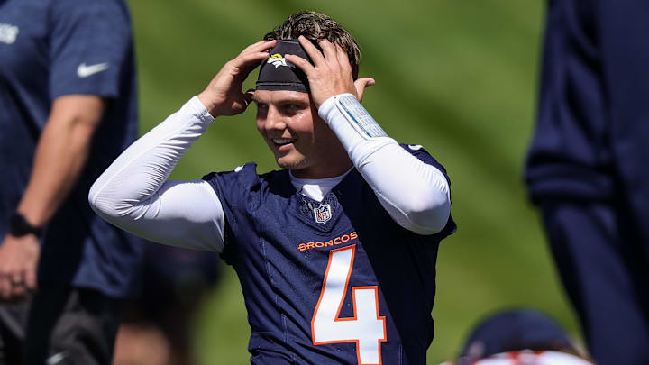 Then-Denver Broncos quarterback Zach Wilson on May 23, 2024.