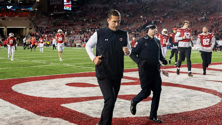 Wisconsin head coach Luke Fickell leaves the field after their game Saturday, November 11, 2023 at Camp Randall Stadium in Madison, Wisconsin. Northwestern beat Wisconsin 24-10.