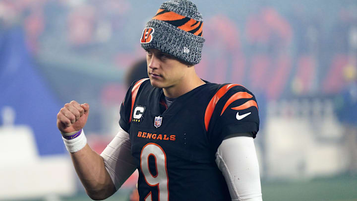 Cincinnati Bengals quarterback Joe Burrow (9) walks to the locker room at the conclusion of a Week 9 NFL football game between the Buffalo Bills and the Cincinnati Bengals, Monday, Nov. 6, 2023, at Paycor Stadium in Cincinnati.