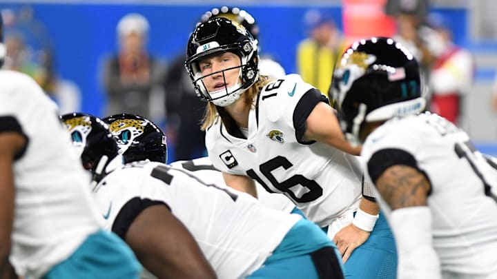 Dec 4, 2022; Detroit, Michigan, USA; Jacksonville Jaguars quarterback Trevor Lawrence (16).