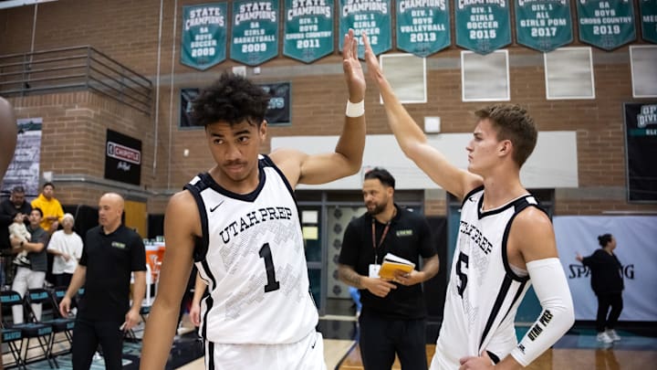 Utah Prep Academy guard Anthony Felesi (1) has received an offer from Gonzaga.