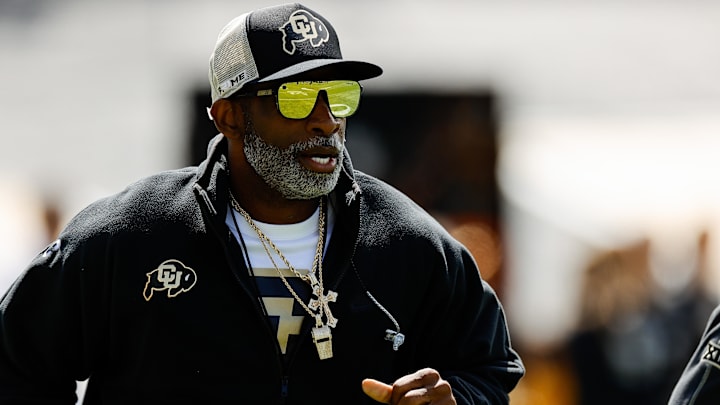 Apr 19, 2025; Boulder, CO, USA; Colorado Buffaloes head coach Deion Sanders during the spring game at Folsom Field. Mandatory Credit: Isaiah J. Downing-Imagn Images Apr 19, 2025; Boulder, CO, USA; Colorado Buffaloes head coach Deion Sanders during the spring game at Folsom Field. Mandatory Credit: Isaiah J. Downing-Imagn Images