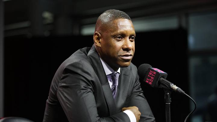 Sep 30, 2024; Toronto, Ontario, Canada; Toronto Raptors Vice-Chairman and Team President Masai Ujiri speaks to the media during media day at Scotiabank Area. Mandatory Credit: John E. Sokolowski-Imagn Images Sep 30, 2024; Toronto, Ontario, Canada; Toronto Raptors Vice-Chairman and Team President Masai Ujiri speaks to the media during media day at Scotiabank Area. Mandatory Credit: John E. Sokolowski-Imagn Images