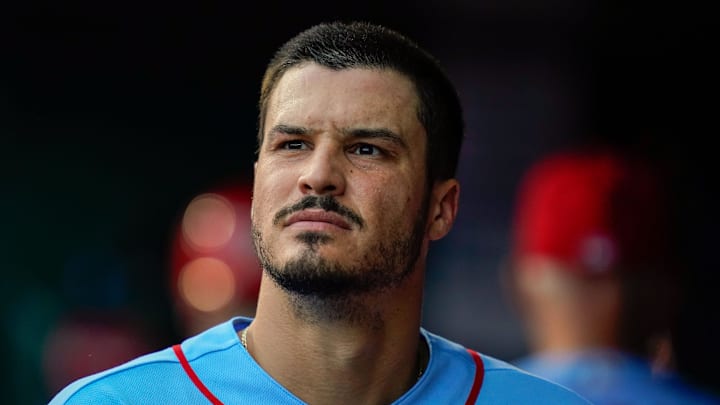 Jul 30, 2022; Washington, District of Columbia, USA;  St. Louis Cardinals third baseman Nolan Arenado (28) walks through the dugout during the first inning against the Washington Nationals at Nationals Park. Mandatory Credit: Tommy Gilligan-Imagn Images