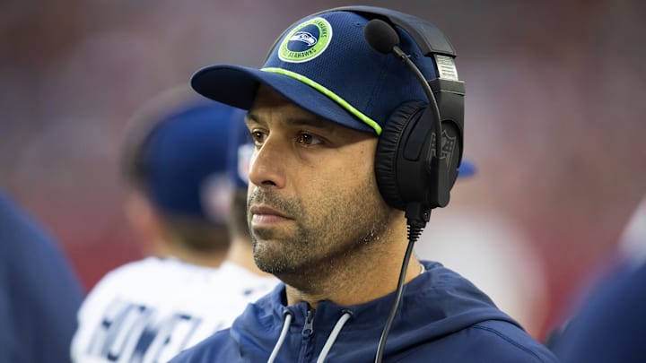 Seattle Seahawks defensive coordinator Aden Durde against the Arizona Cardinals at State Farm Stadium.