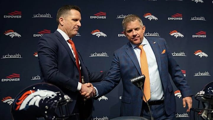 Denver Broncos general manager George Paton and head coach Sean Payton. Denver Broncos general manager George Paton and head coach Sean Payton.