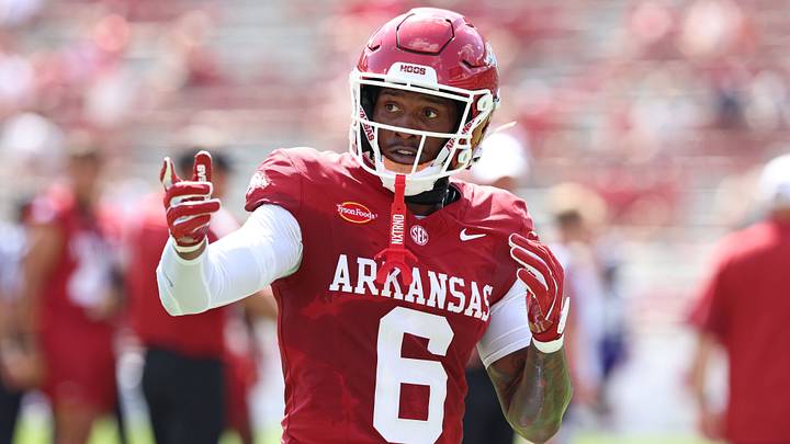Sep 5, 2026; Fayetteville, Arkansas, USA; Arkansas Razorbacks wide receiver Chris Marshall (6) during warmups prior to the game against the North Alabama Lions at Donald W. Reynolds Razorback Stadium. Mandatory Credit: Nelson Chenault-Imagn Images Sep 5, 2026; Fayetteville, Arkansas, USA; Arkansas Razorbacks wide receiver Chris Marshall (6) during warmups prior to the game against the North Alabama Lions at Donald W. Reynolds Razorback Stadium. Mandatory Credit: Nelson Chenault-Imagn Images