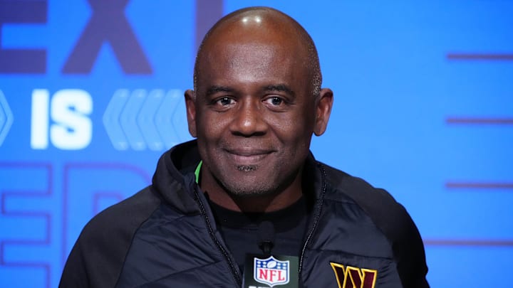 Mar 2, 2022; Indianapolis, IN, USA; Washington Commanders general manager Martin Mayhew during the NFL Combine at the Indiana Convention Center. Mandatory Credit: Kirby Lee-Imagn Images