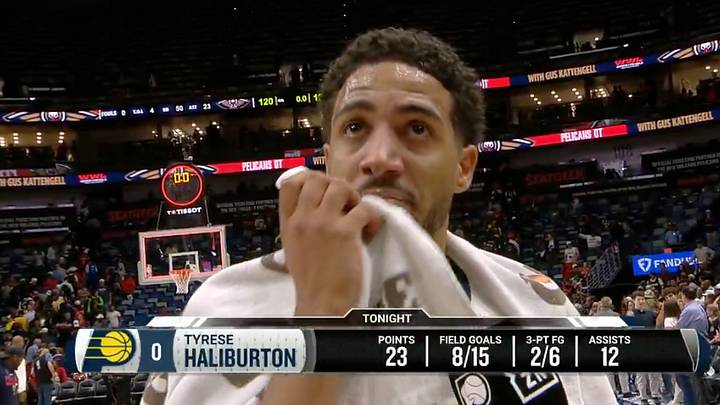 Tyrese Haliburton made his return to action Wednesday night after missing all of last season with an Achilles injury. Tyrese Haliburton made his return to action Wednesday night after missing all of last season with an Achilles injury.