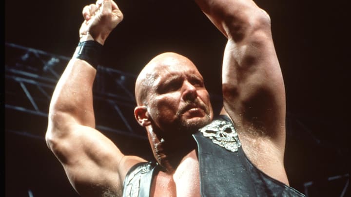 "Stone Cold" Steve Austin poses in June 2000