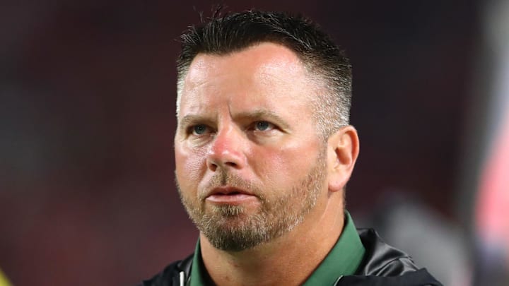 Oct 17, 2016; Glendale, AZ, USA; New York Jets special teams coordinator Brant Boyer against the Arizona Cardinals at University of Phoenix Stadium. Mandatory Credit: Mark J. Rebilas-Imagn Images Oct 17, 2016; Glendale, AZ, USA; New York Jets special teams coordinator Brant Boyer against the Arizona Cardinals at University of Phoenix Stadium. Mandatory Credit: Mark J. Rebilas-Imagn Images