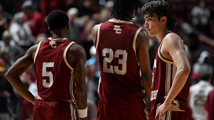 Feb 17, 2026; Tallahassee, Florida, USA; Boston College Eagles guard Luka Toews (10) reacts to losing the game against the Florida State Seminoles at Donald L. Tucker Center. Mandatory Credit: Melina Myers-Imagn Images Feb 17, 2026; Tallahassee, Florida, USA; Boston College Eagles guard Luka Toews (10) reacts to losing the game against the Florida State Seminoles at Donald L. Tucker Center. Mandatory Credit: Melina Myers-Imagn Images